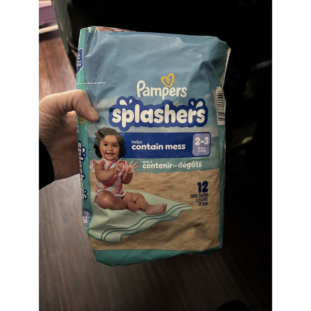 New Pampers Splashers Disposable Swim Diapers - Pack of 12, Sz 2-3 13-24 lbs
